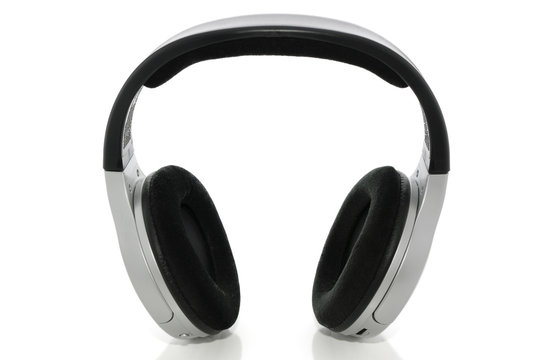 Wireless headphones on white with clipping path