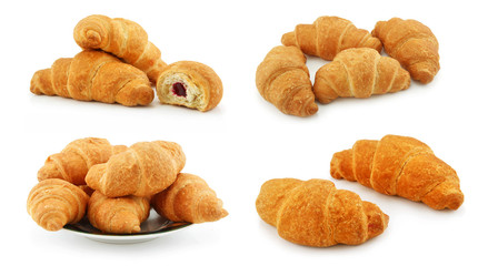Set of Croissants Isolated on White