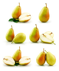 Set of Ripe Pear Fruits Isolated on White