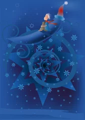 Poster the small prince on the moon and winter © liusa