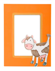 glamourous orange photo frame with cow on it