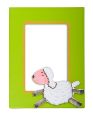 glamourous green  photo frame with a sheep on it
