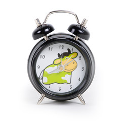fancy alarm clock with a cow on it