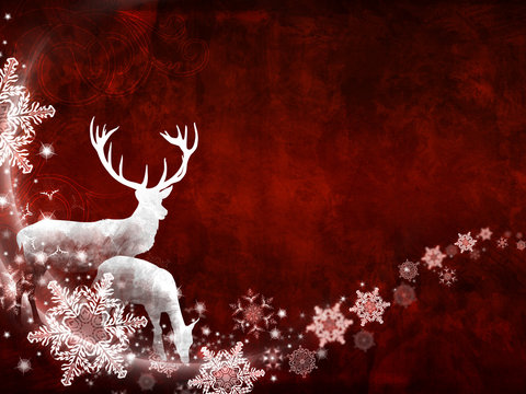 Weihnachtliches Motiv mit Hirsch und Reh