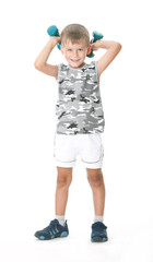 Boy with dumbbells