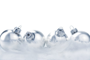 silver christmas balls isolated