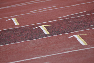 Détail d'une piste d'athlétisme