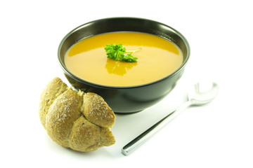 Tomato Soup in a Black Bowl