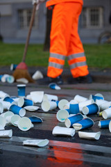 paper cups cleaned by garbageman