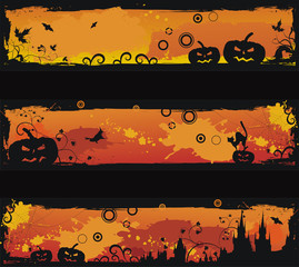 Three grunge halloween vector banners