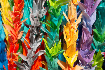Origami Paper Cranes At Hiroshima, Japan