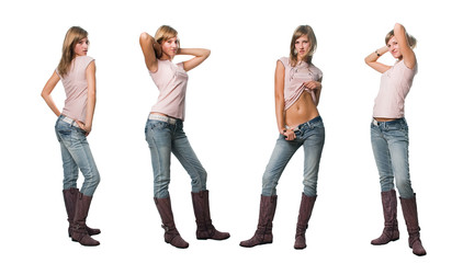 Fototapeta premium cheerful beautiful young fashion girl. isolated