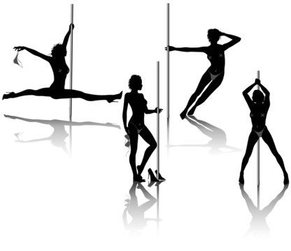 Vector illustration of a beautiful striptease dancing girls