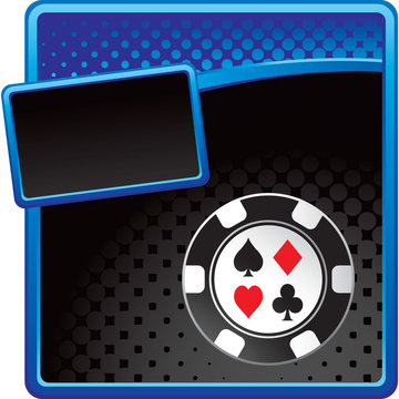 Casino chip on blue and black halftone banner template