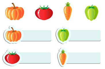 Vector shiny vegetables icon, sticker, label set