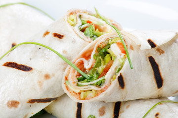 Tortilla Wrap Cut in Half.