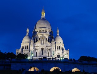 Basilique Sacre Coeur, night view, Paris, France