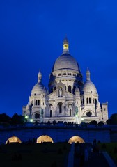 Basilique Sacre Coeur, night view, Paris, France