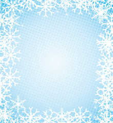 Fototapeta na wymiar Frozen background with snowflakes and halftone