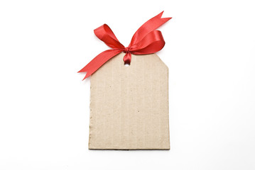 Blank gift tag with red bow