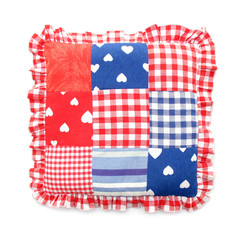 Lovely pillow with blue and red hearts