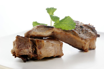 organic grilled lamb chop on a plate