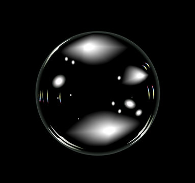Vector of soap bubbles on balck background