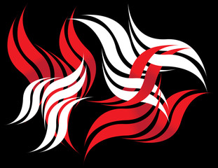 Red and White Abstract