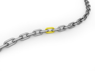 Fototapeta premium Reliability concept with chain and one gold chain link