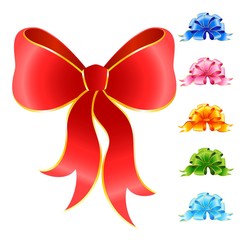 set of varicoloured festive bows for a design christmas gifts