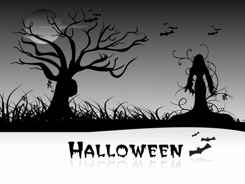 illustration of halloween garden background