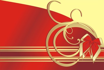 Bow with ribbon. Card. Vector