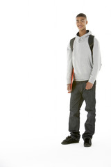 Full Length Studio Portrait Of Male Teenage Student