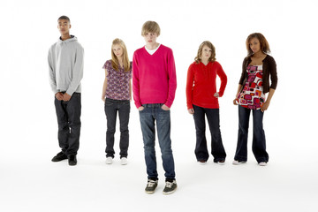 Obraz premium Full Length Studio Portrait Of Five Teenage Friends
