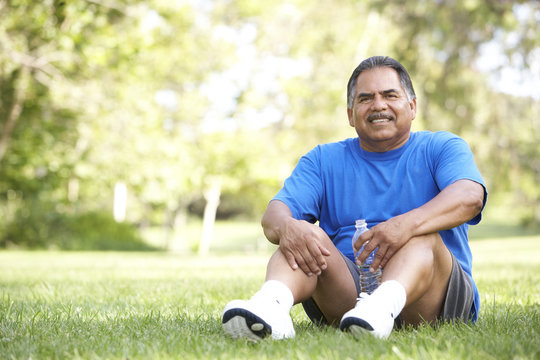 Senior Man Relaxing After Exercise