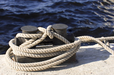 boats and docks to which ropes are tied