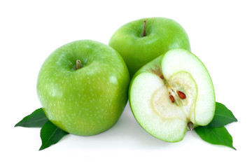 Green, ripe apples.