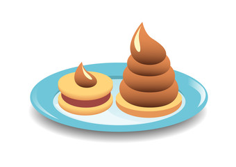 Cake on the blue plate