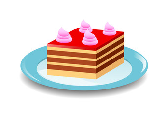 Cake on the blue plate