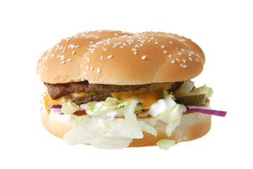 Tasty hamburger isolated on white background