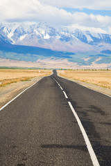 Road in the mountain steppes