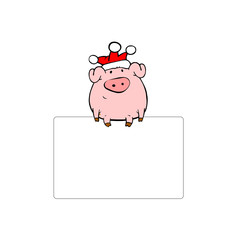 Pig is sitting on the empty congratulation card