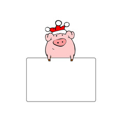 Pig holds empty congratulation card