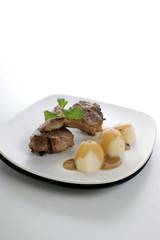 organic grilled lamb chop and organic potato