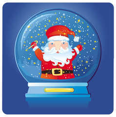 Christmas Santa Claus inside of the snow-dome.
