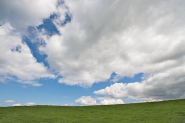 Fototapeta na wymiar Green sky and clouds