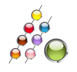 Multi-coloured round aqua buttons