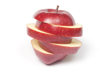 Sliced red apple, isolated on white