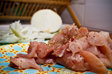 viande fraiche et oignon