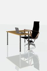 illustration of office table and chair